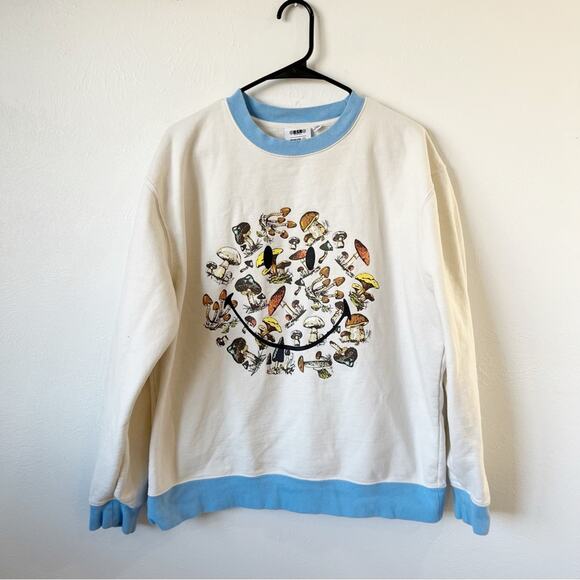 BSR x Smiley Fantastic Mushrooms Sweatshirt Sz L - Picture 1 of 6